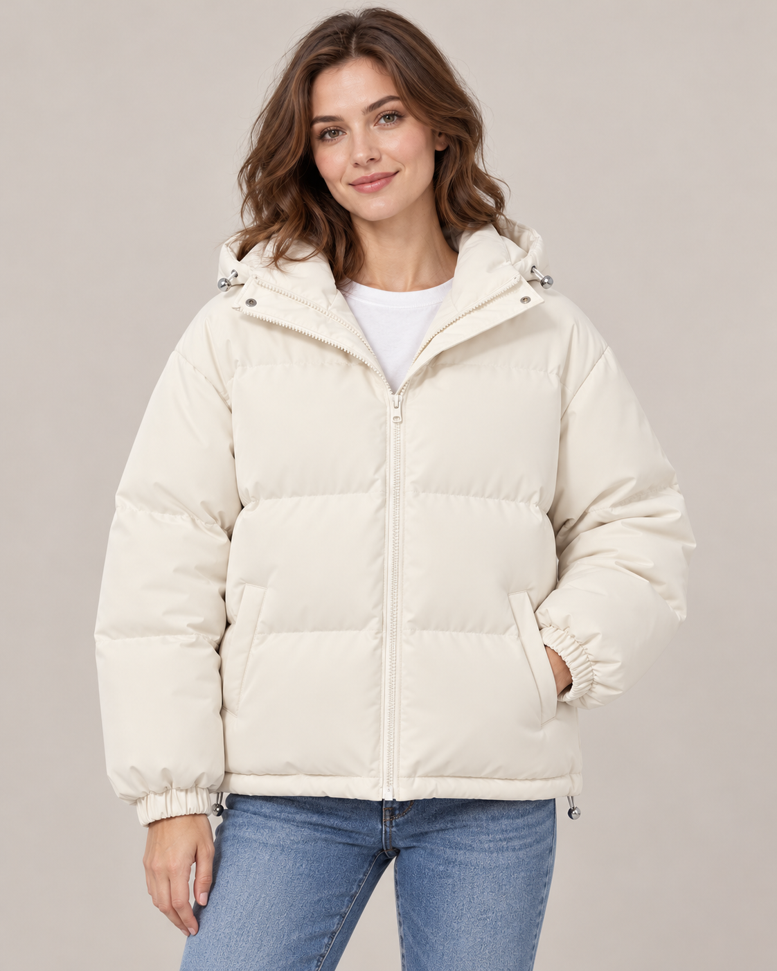Women's Oversized Puffer Jacket – Quilted Hooded Zip-Up