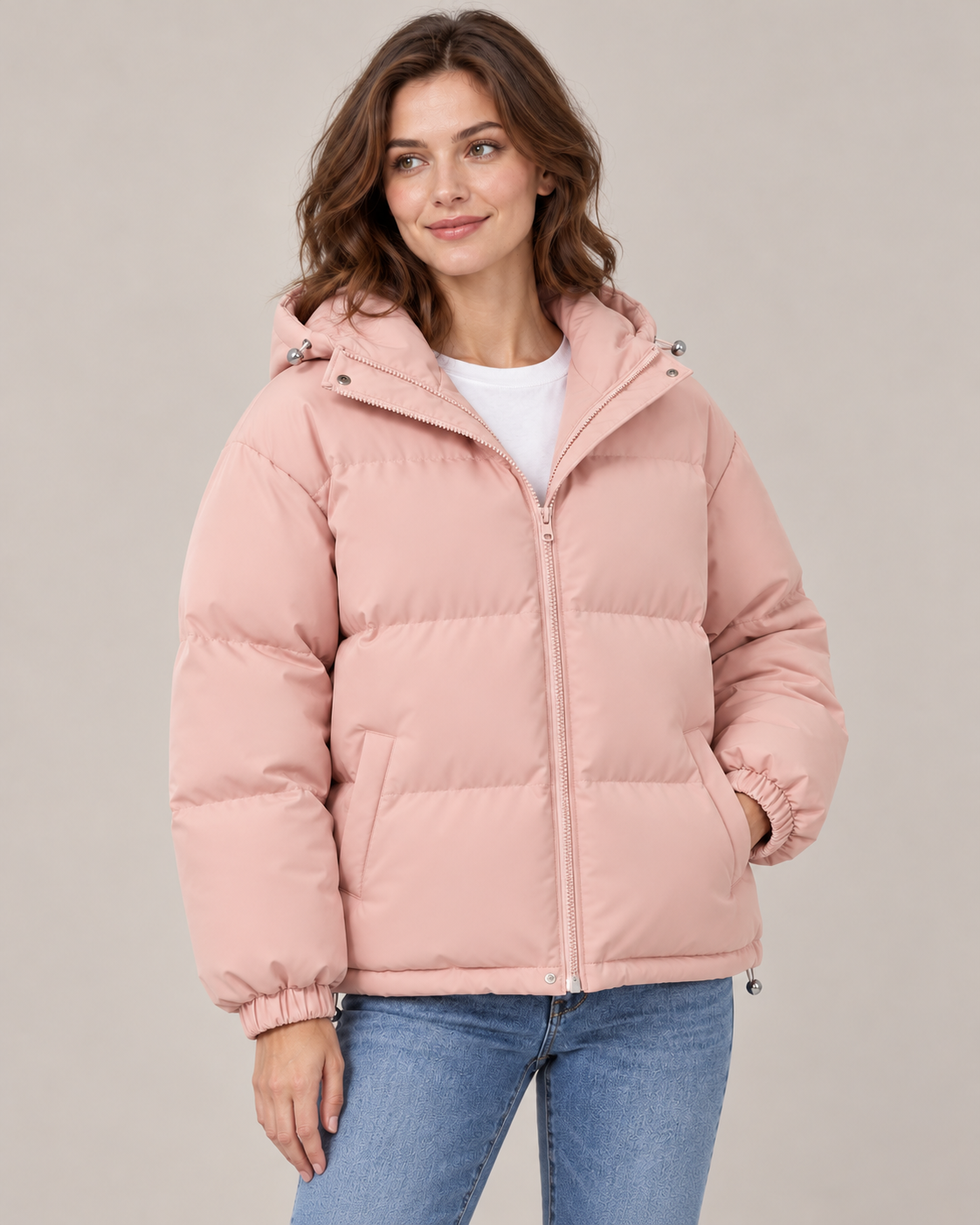 Women's Oversized Puffer Jacket – Quilted Hooded Zip-Up