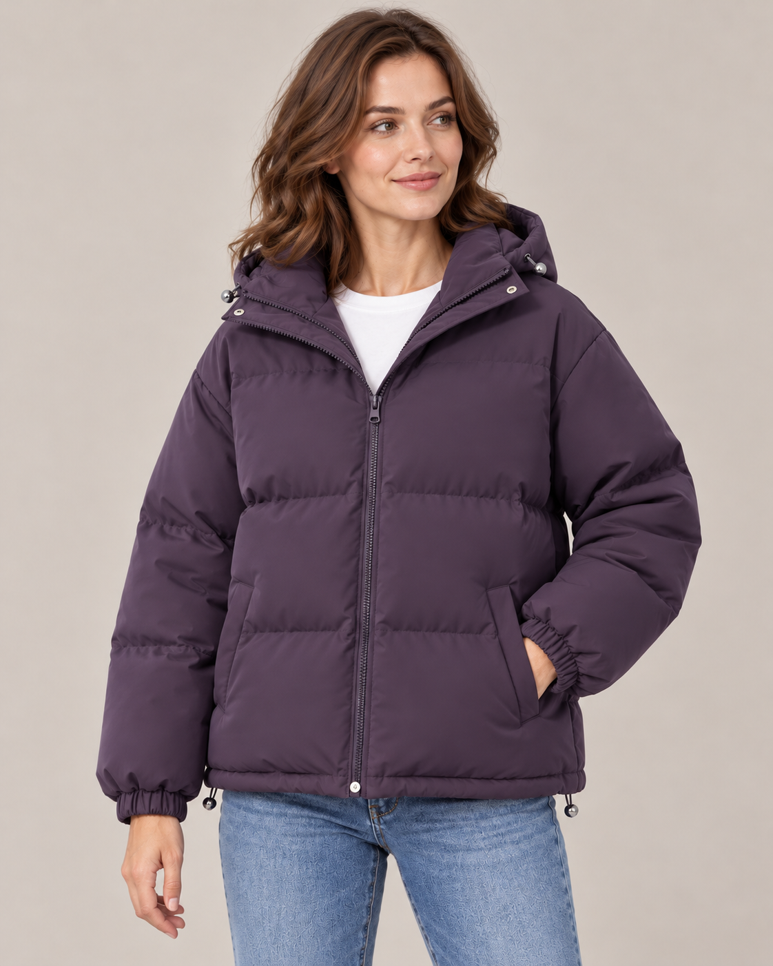 Women's Oversized Puffer Jacket – Quilted Hooded Zip-Up