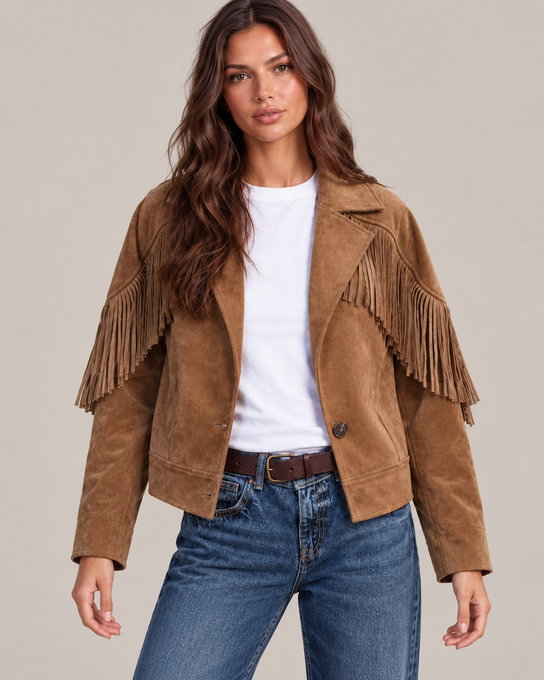 Women's Fringe Suede Jacket, product photo 1