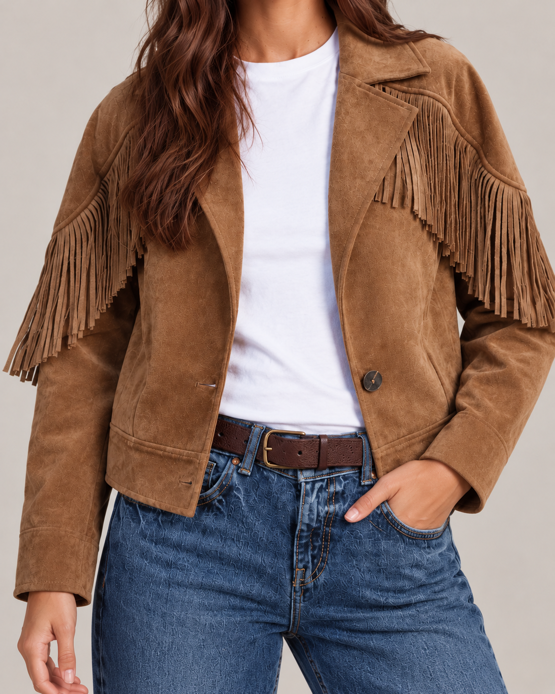 Women's Fringe Suede Jacket, product photo 3
