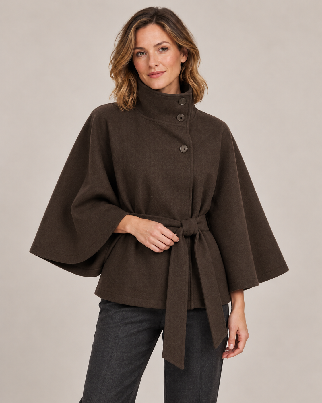 Women's Cape Jacket in Dark Brown