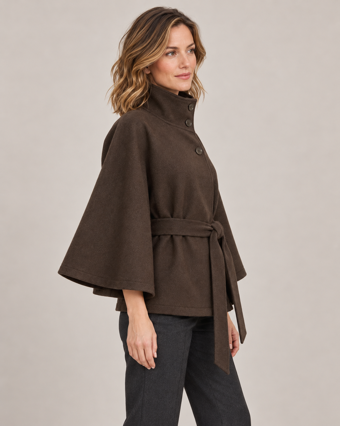 Women's Cape Jacket in Dark Brown
