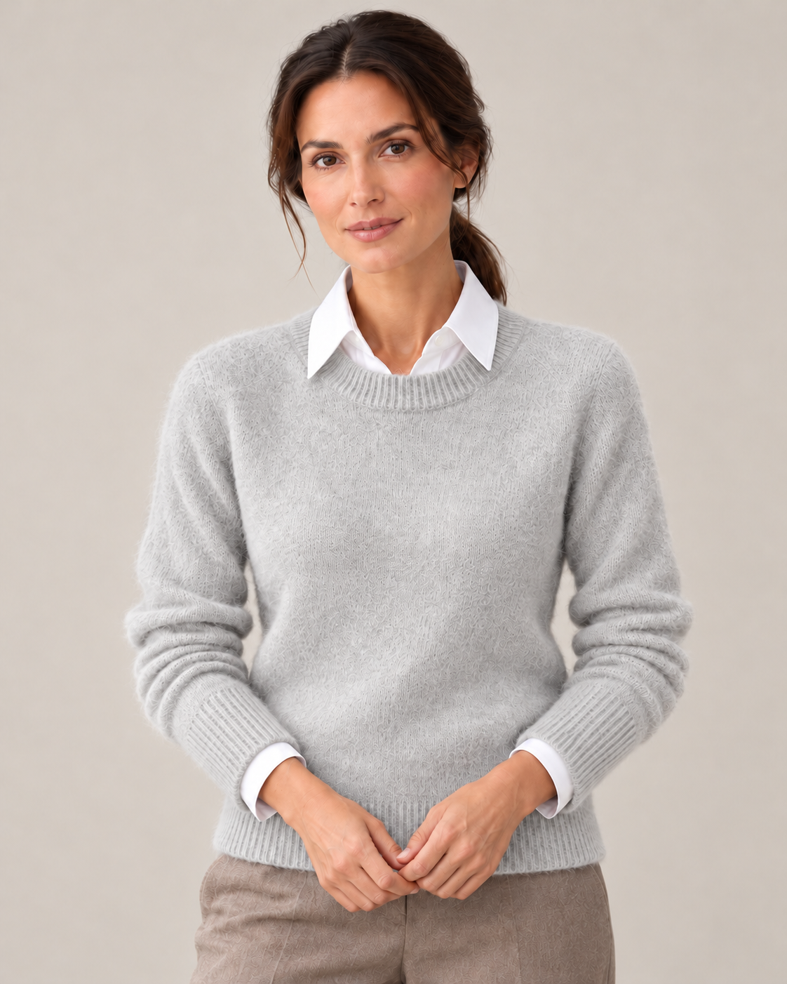 Women's Cashmere Sweater in Gray