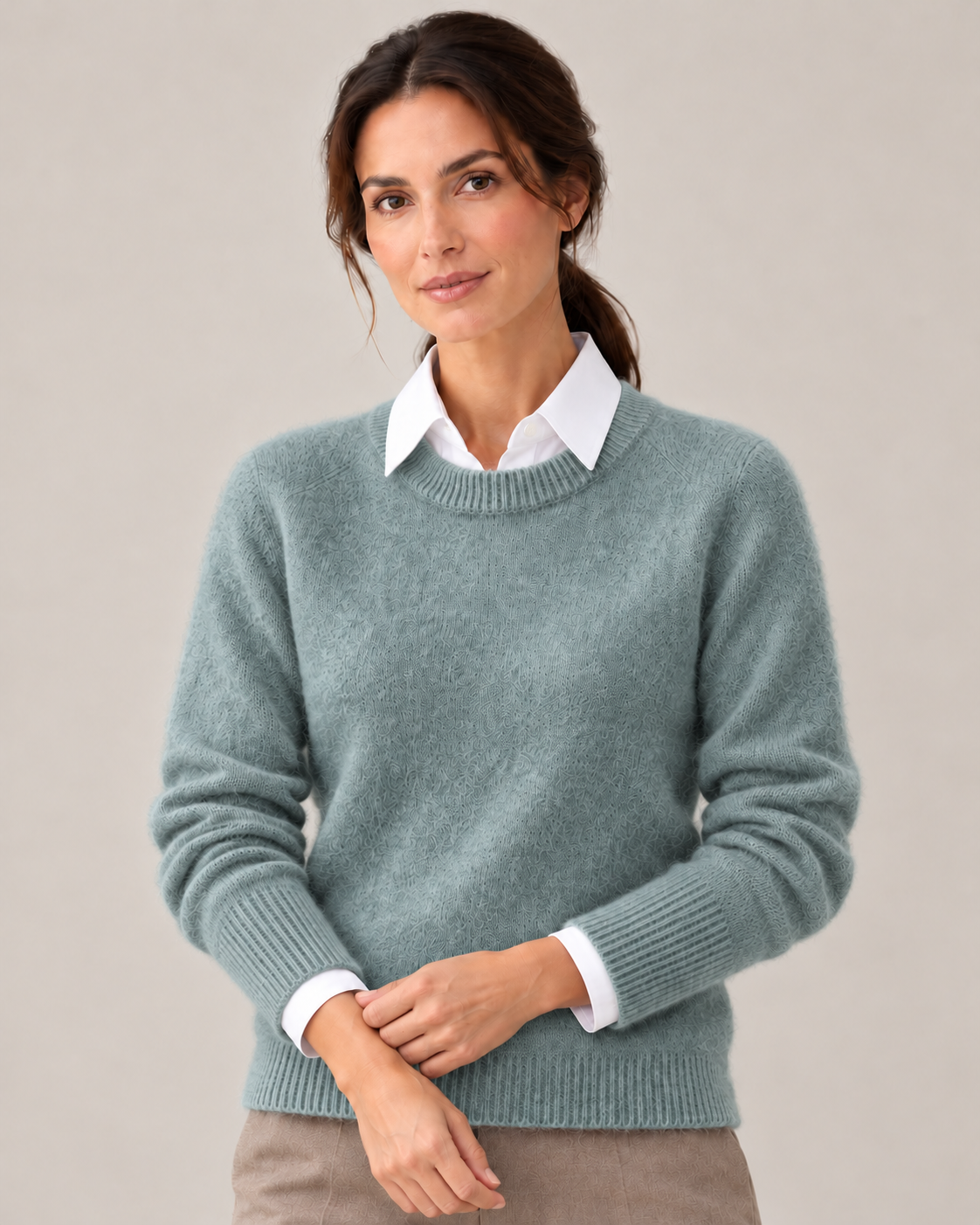 Women's Cashmere Sweater in Green