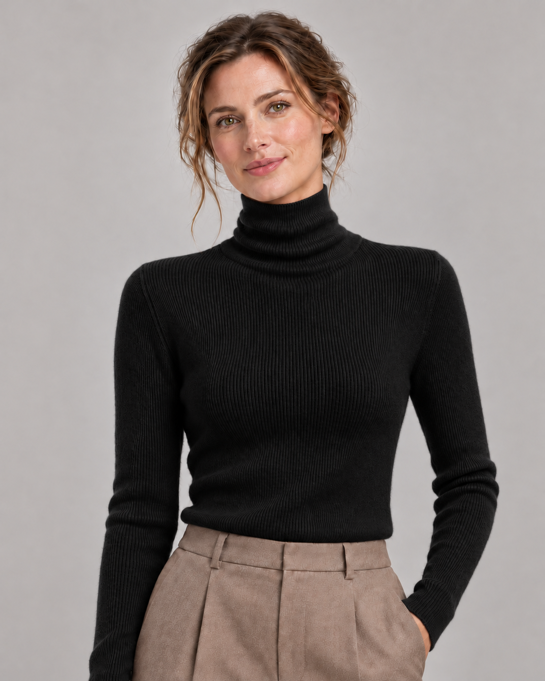 Women's Cashmere Turtleneck Sweater in Black