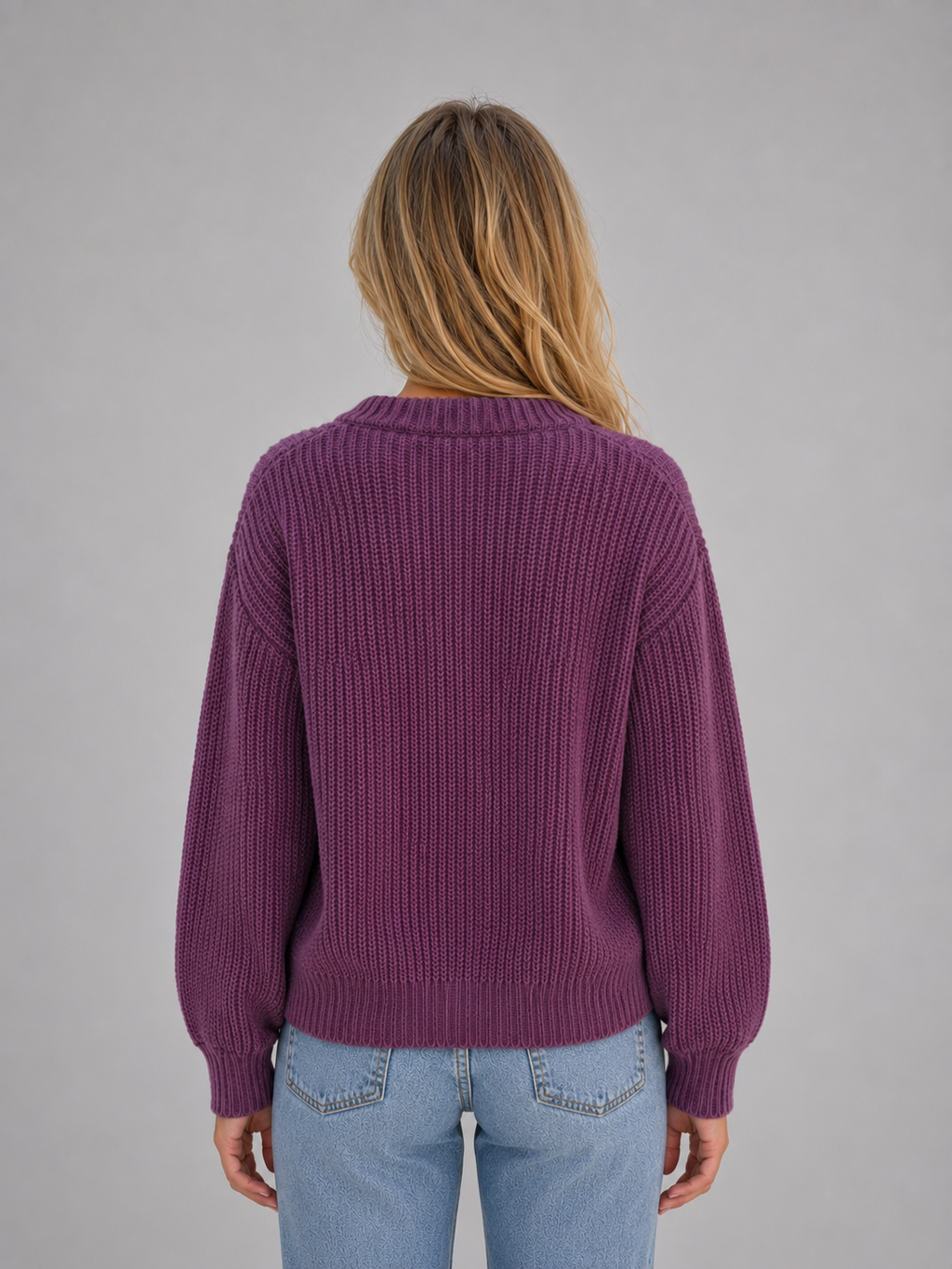 Women's Chunky Knit Cardigan – Button Front V-Neck Style