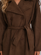 Women's Suede Look Trench Coat – Longline Tailored Fit