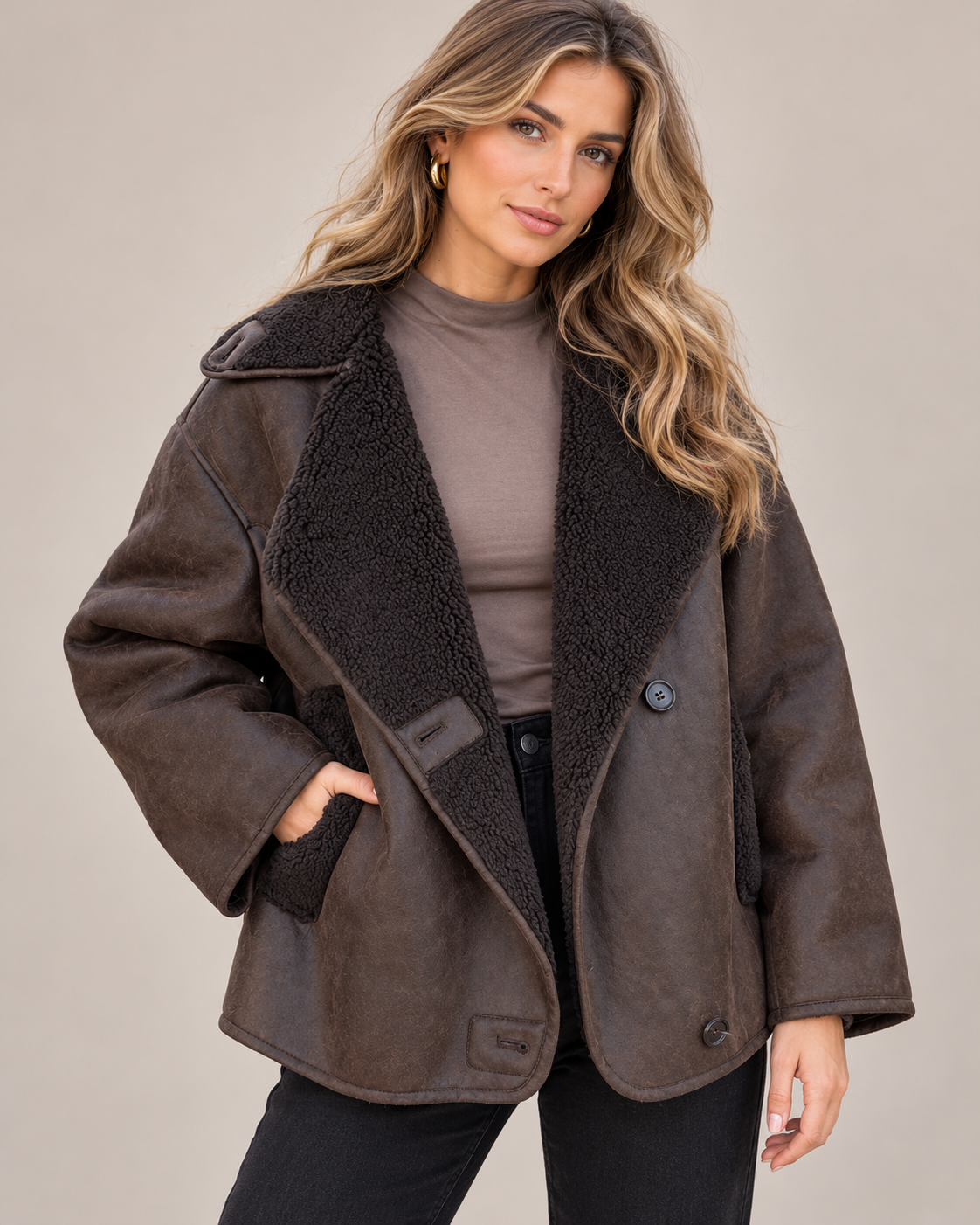 Women's Fleece Lined Coat, product photo 2