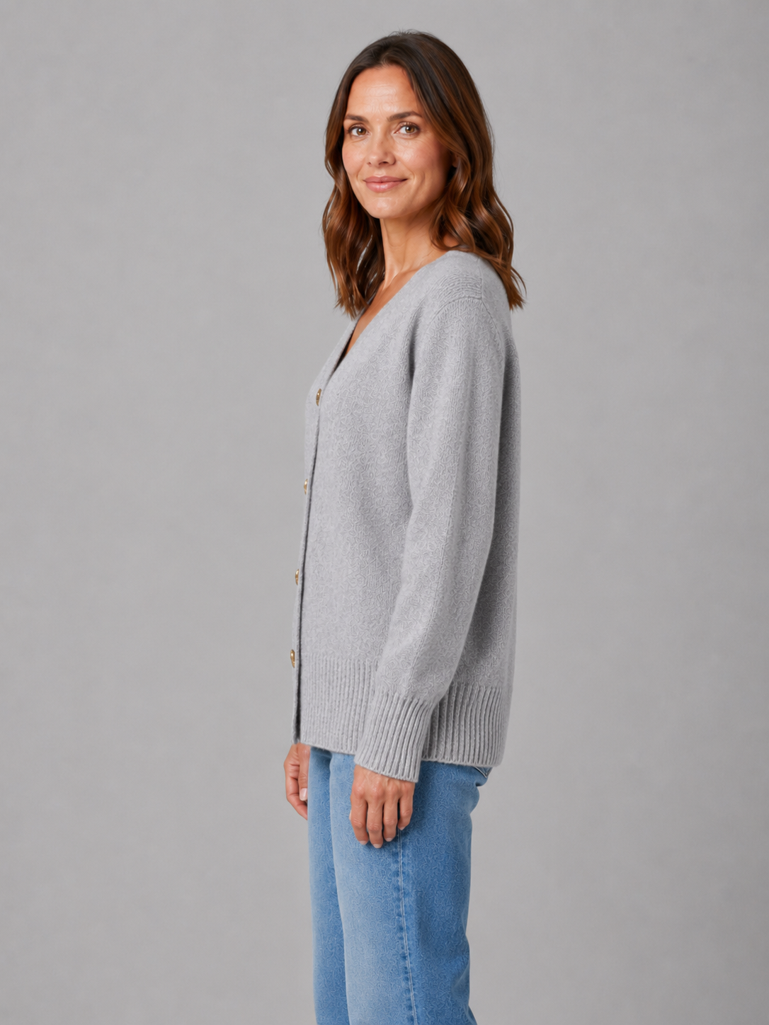 Women's Heart Button Cardigan – V-Neck Soft Knit Style