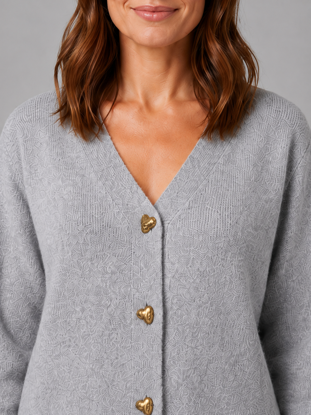 Women's Heart Button Cardigan – V-Neck Soft Knit Style