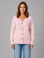 Women's Heart Button Cardigan – V-Neck Soft Knit Style