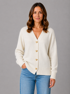 Women's Heart Button Cardigan – V-Neck Soft Knit Style