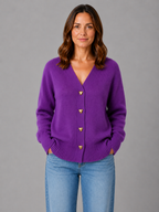 Women's Heart Button Cardigan – V-Neck Soft Knit Style