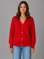 Women's Heart Button Cardigan – V-Neck Soft Knit Style