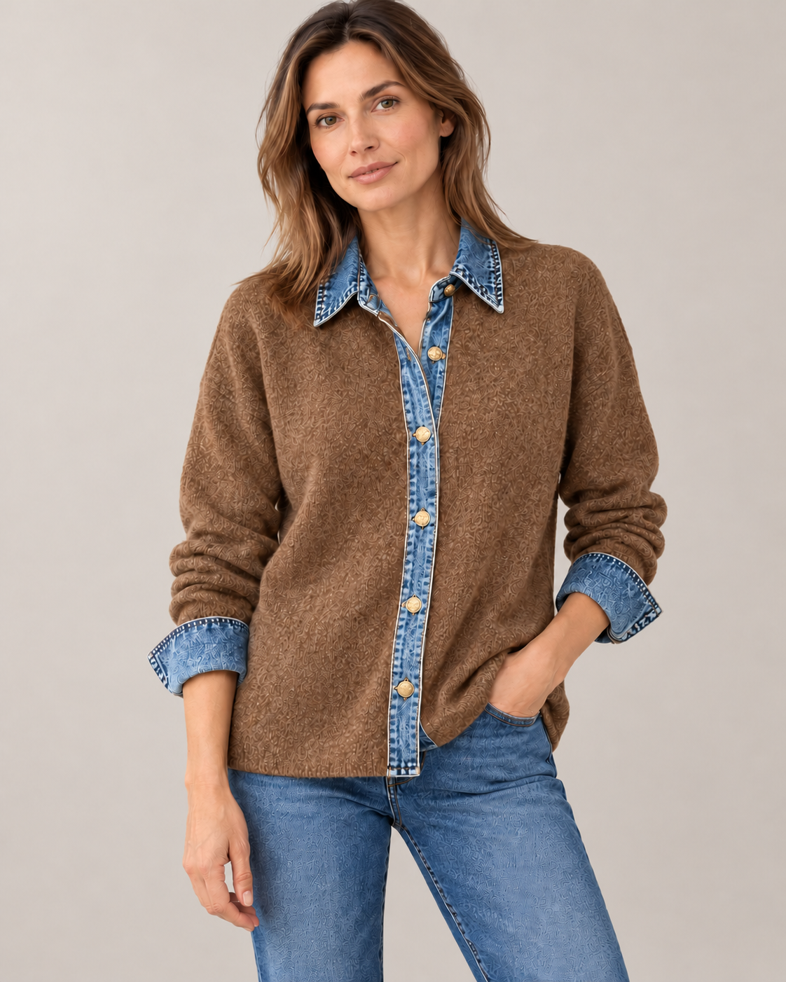 Women's Knit Cardigan in Brown