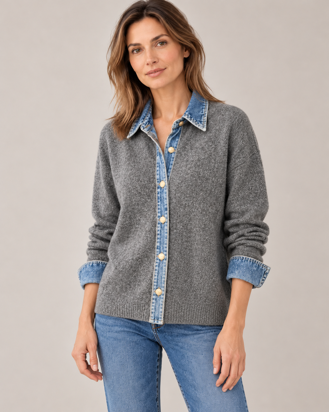 Women's Knit Cardigan in Gray
