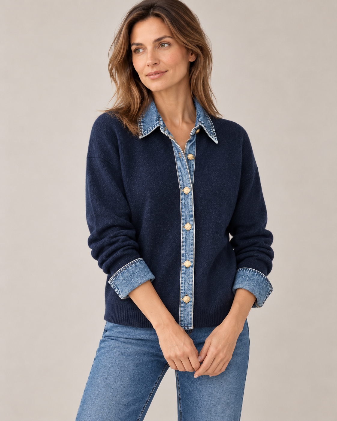 Women's Knit Cardigan in Navy Blue