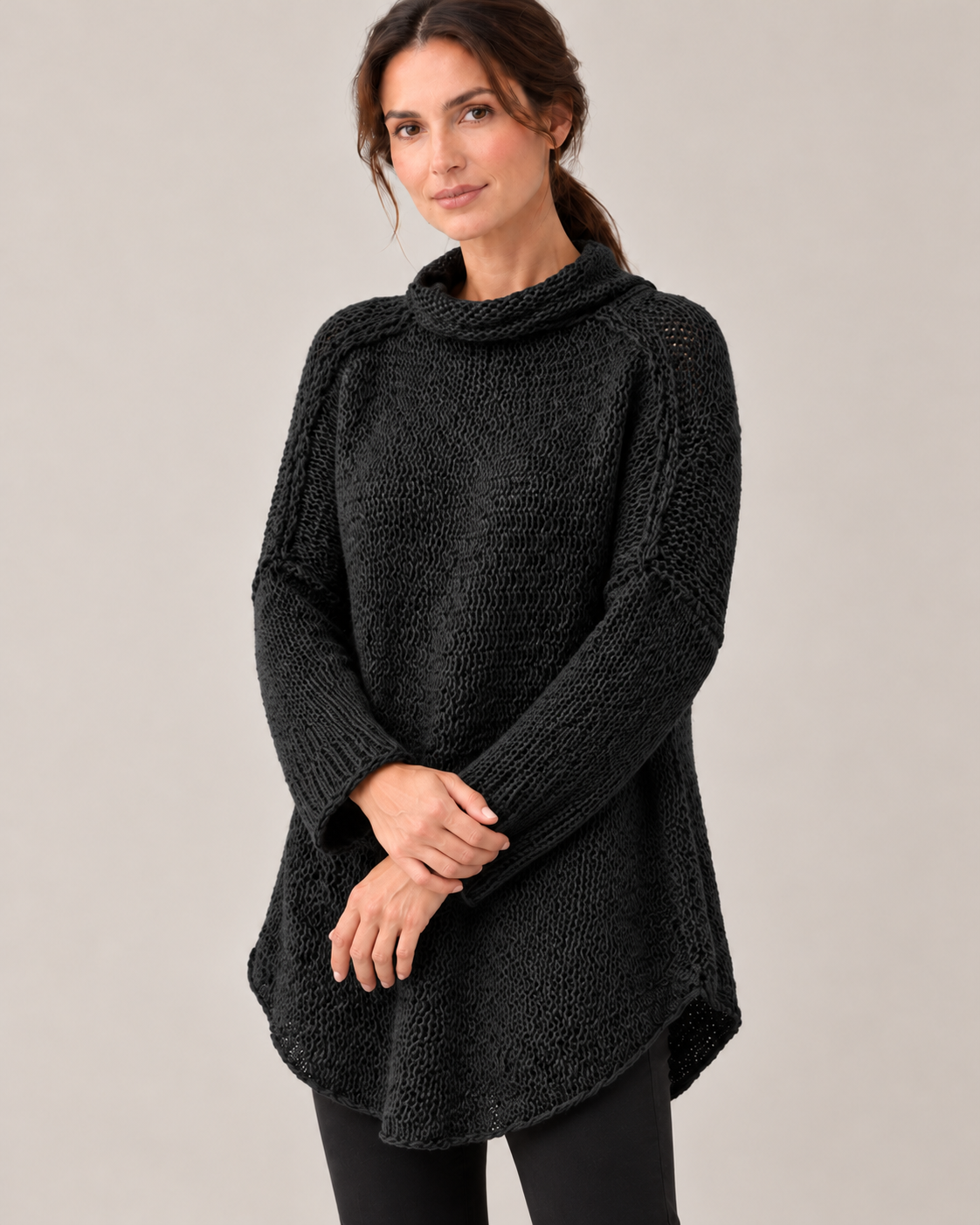 Women's Long Sweater in Black