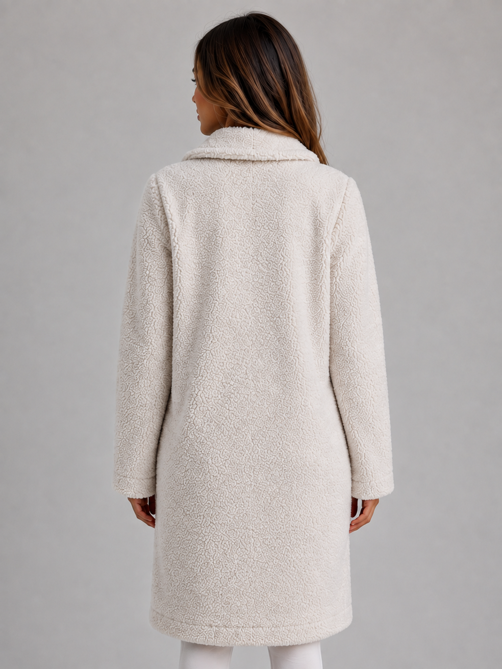 Women's Long Teddy Fleece Coat – Cozy Longline Style