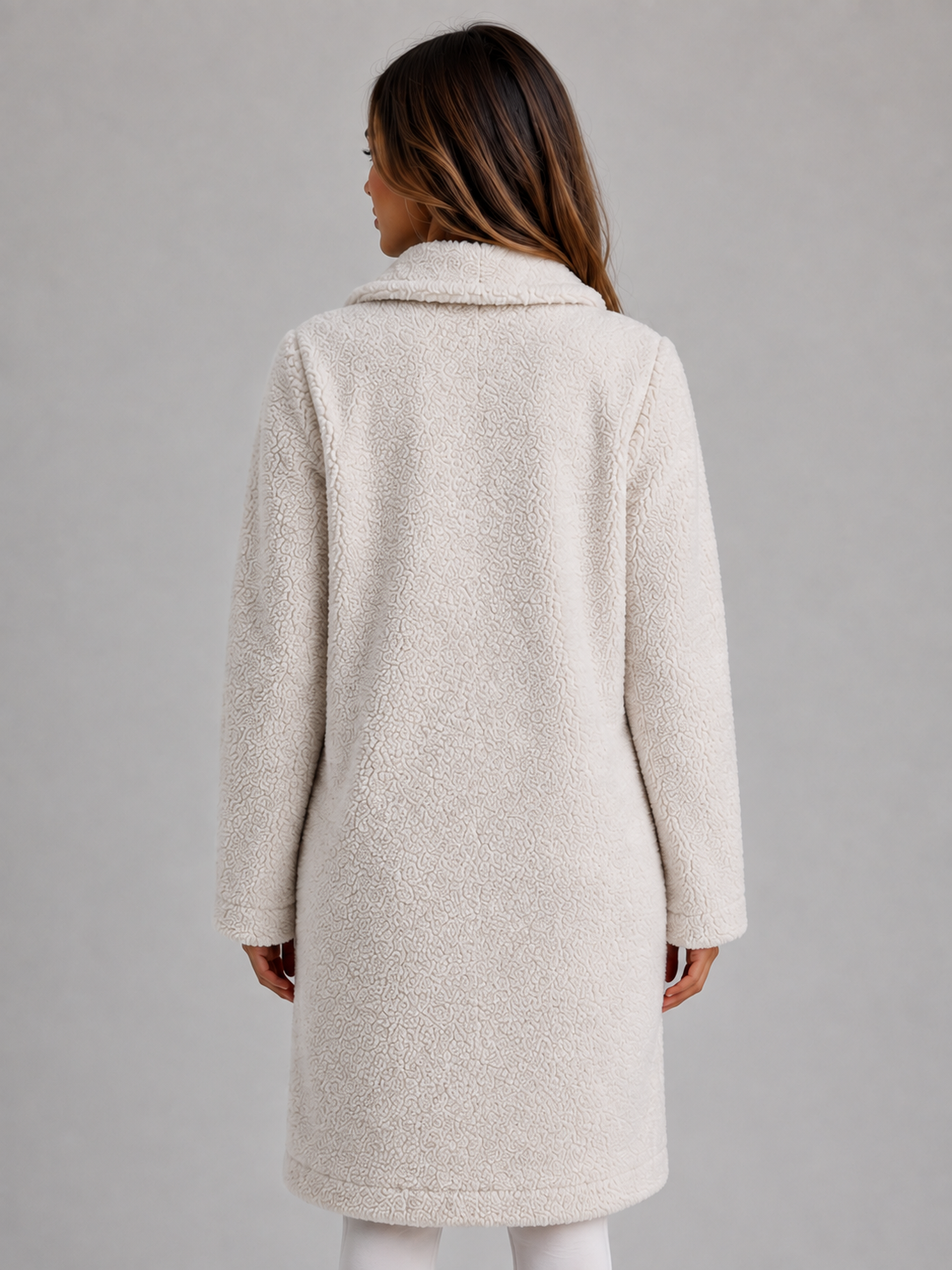 Women's Long Teddy Fleece Coat – Cozy Longline Style