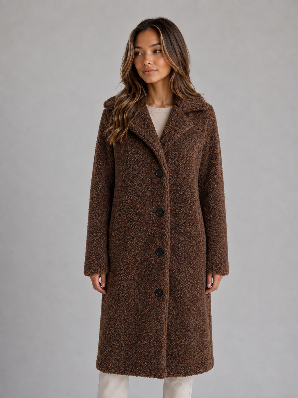 Women's Long Teddy Fleece Coat – Cozy Longline Style