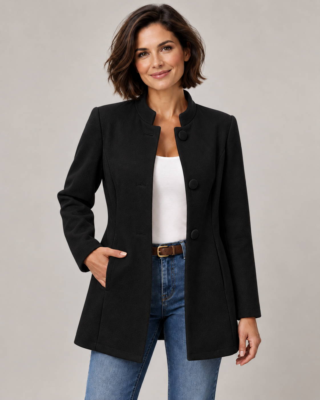 Women's Longline Jacket in Black
