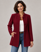 Women's Longline Jacket in Dark Red