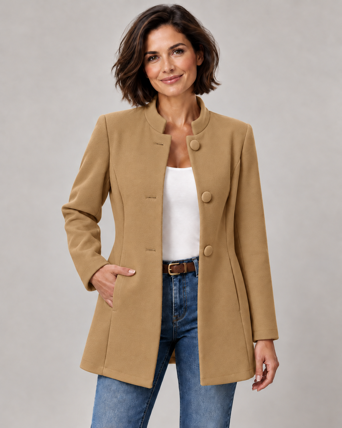 Women's Longline Jacket in Earth Yellow