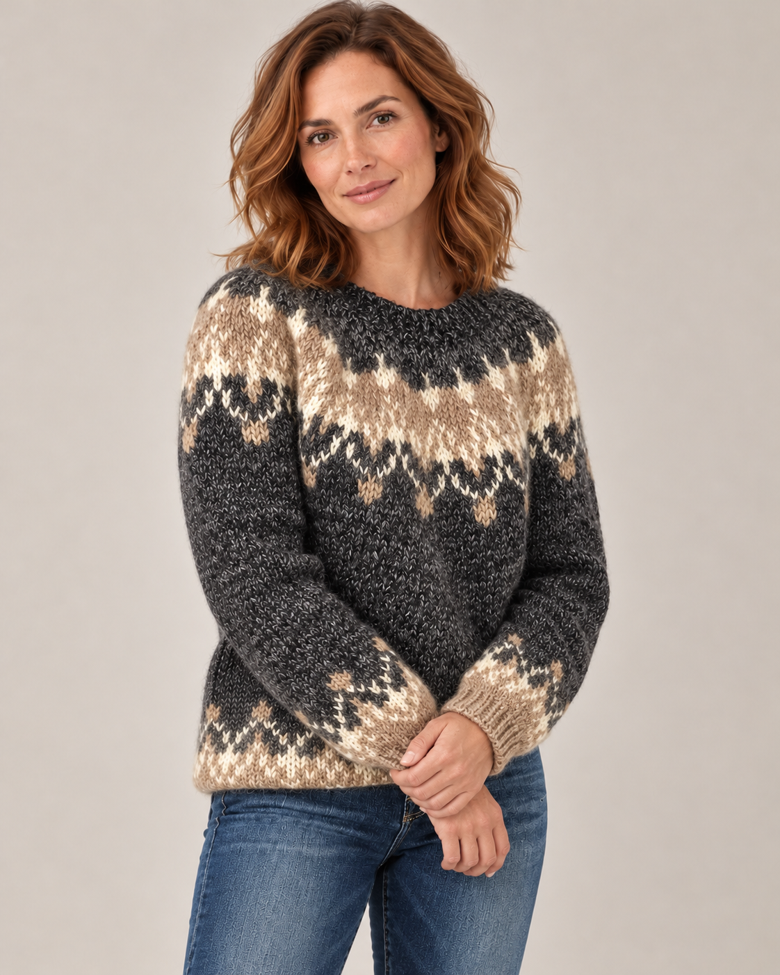 Women's Nordic Pattern Sweater in Black