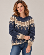 Women's Nordic Pattern Sweater in Blue