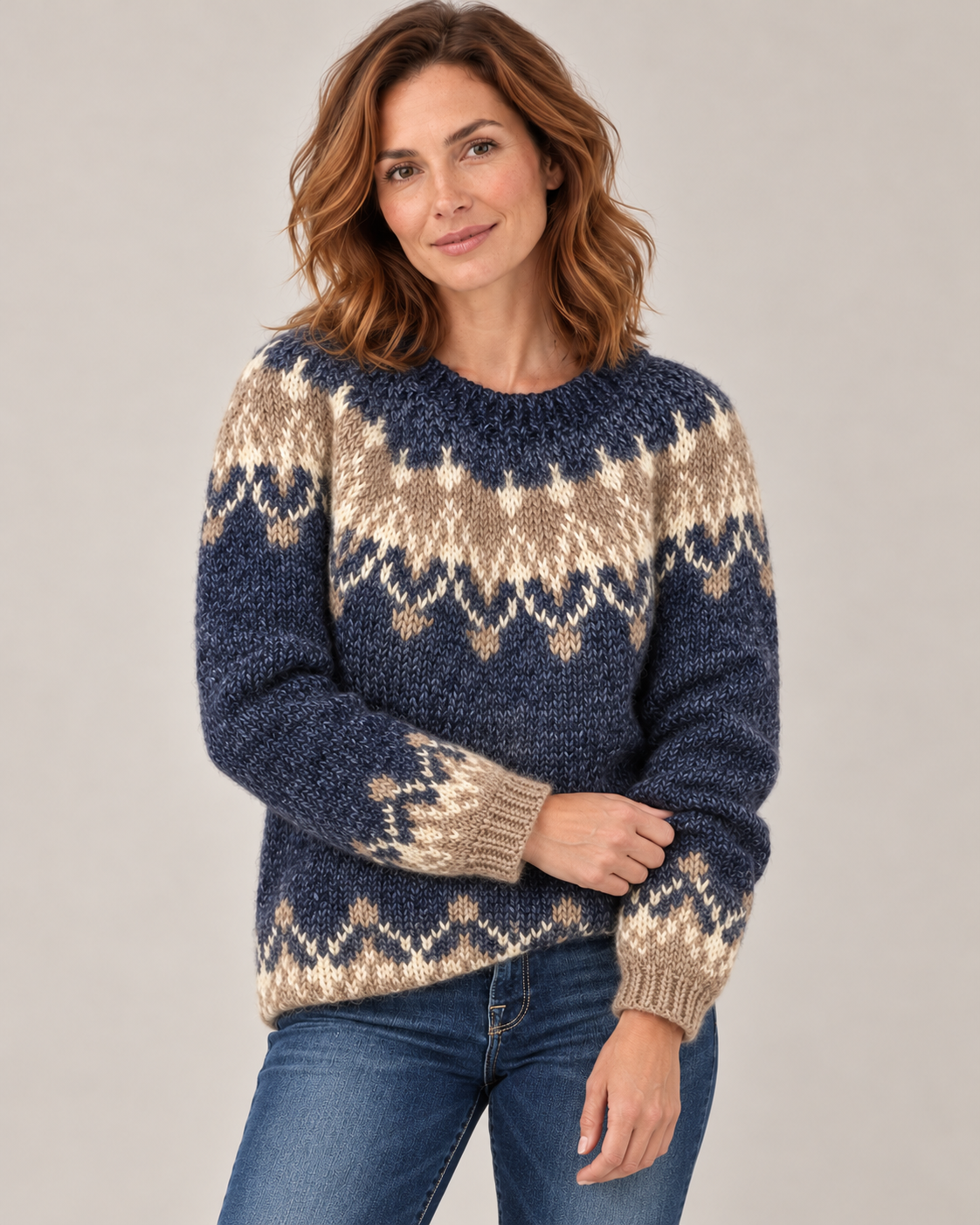 Women's Nordic Pattern Sweater in Blue