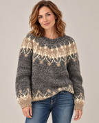 Women's Nordic Pattern Sweater in Gray