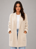 Women's Longline Open Front Cardigan – Soft Knit with Pockets