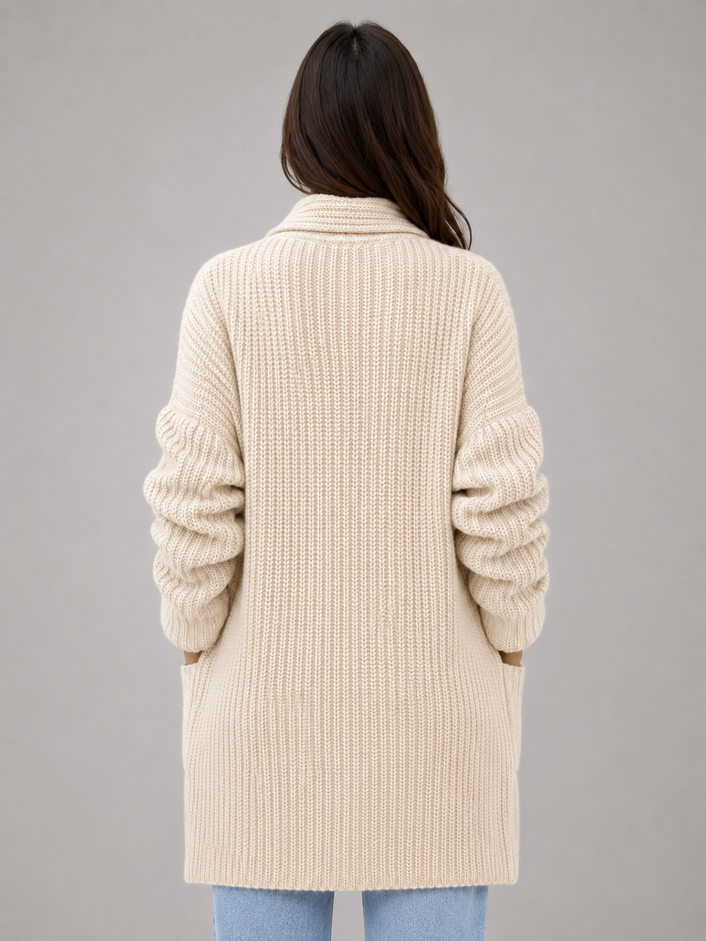 Women's Longline Open Front Cardigan – Soft Knit with Pockets