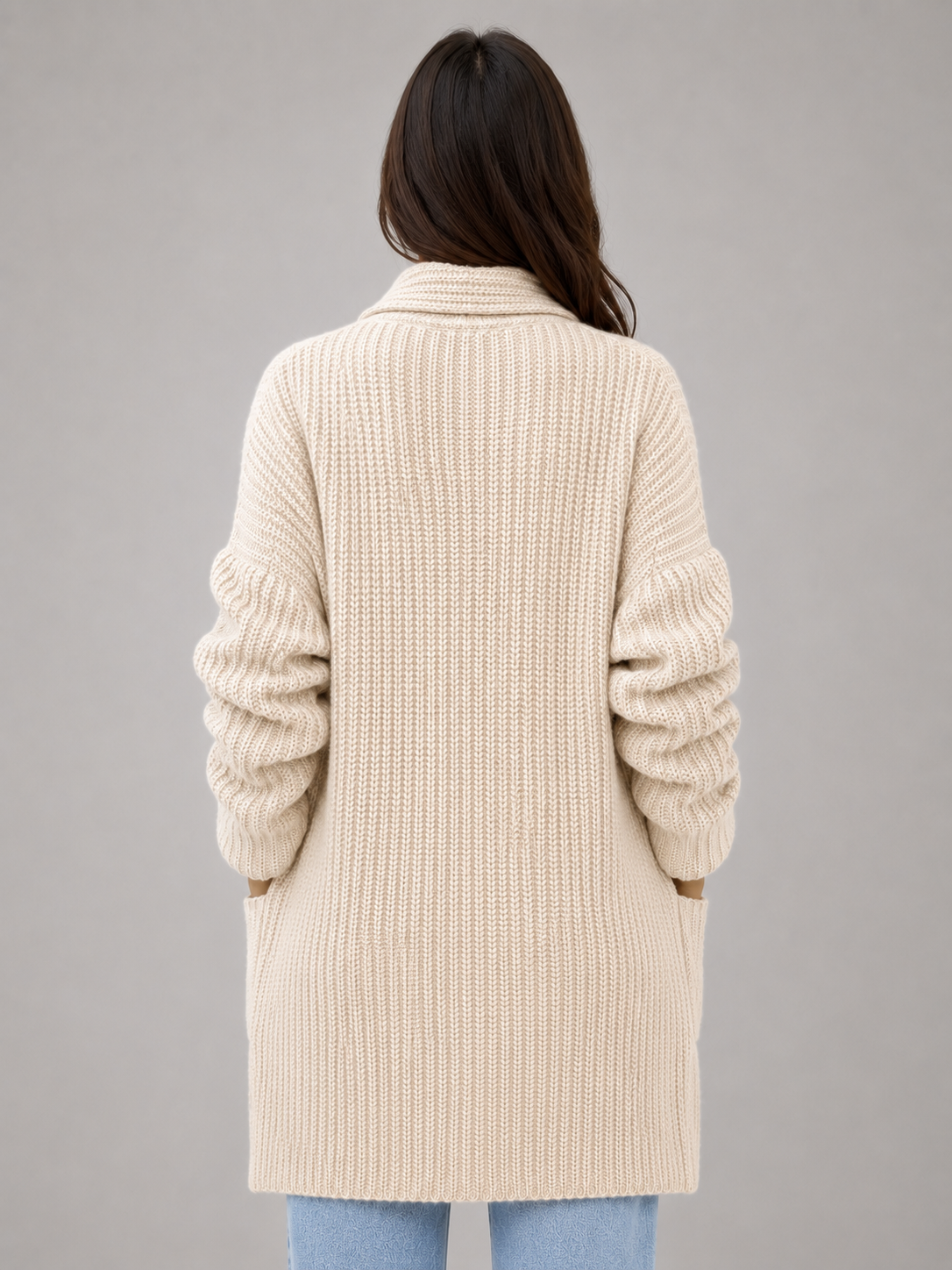 Women's Longline Open Front Cardigan – Soft Knit with Pockets