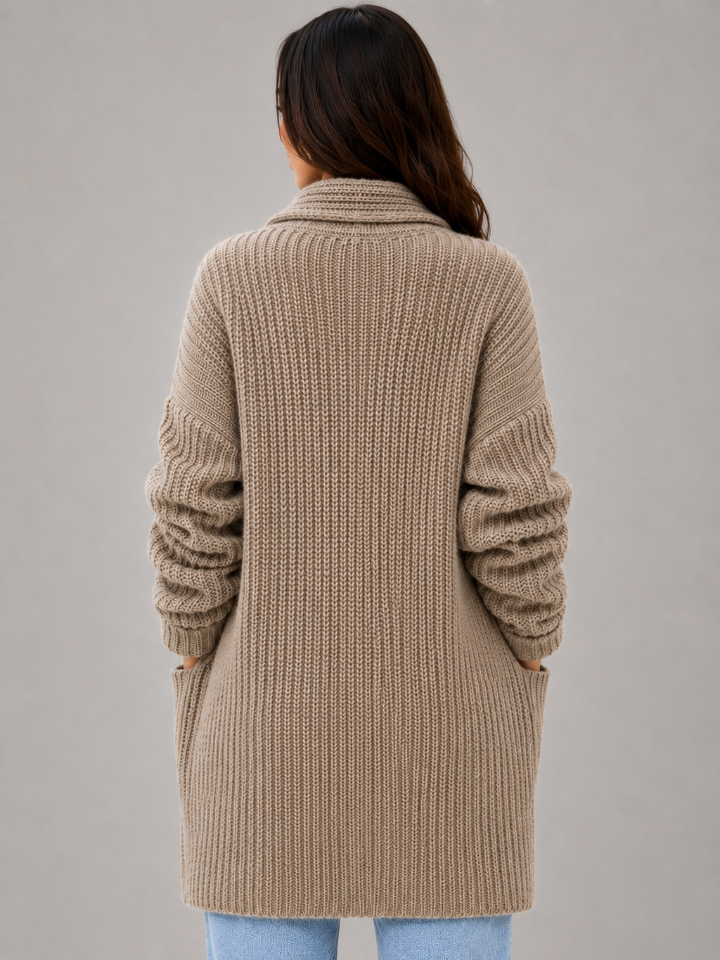 Women's Longline Open Front Cardigan – Soft Knit with Pockets