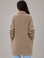 Women's Longline Open Front Cardigan – Soft Knit with Pockets