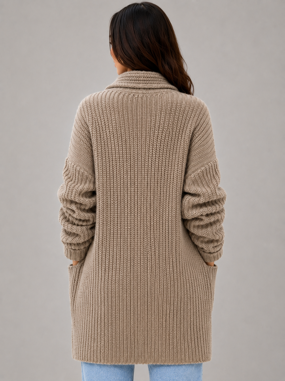 Women's Longline Open Front Cardigan – Soft Knit with Pockets
