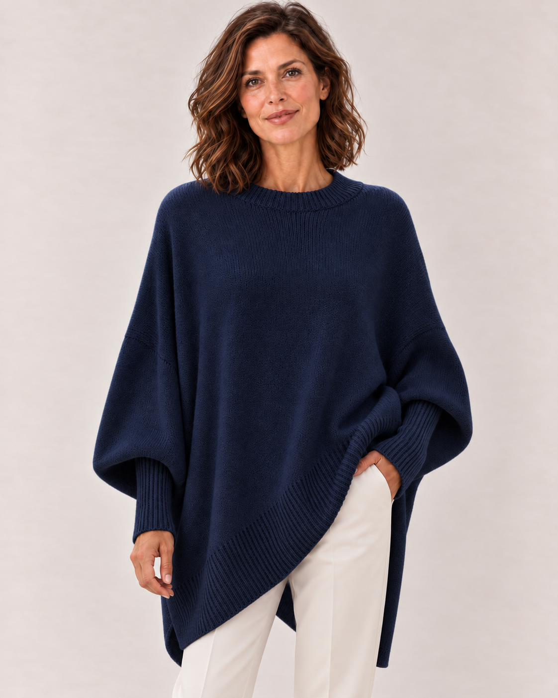 Women's Oversized Knit Sweater in Navy Blue
