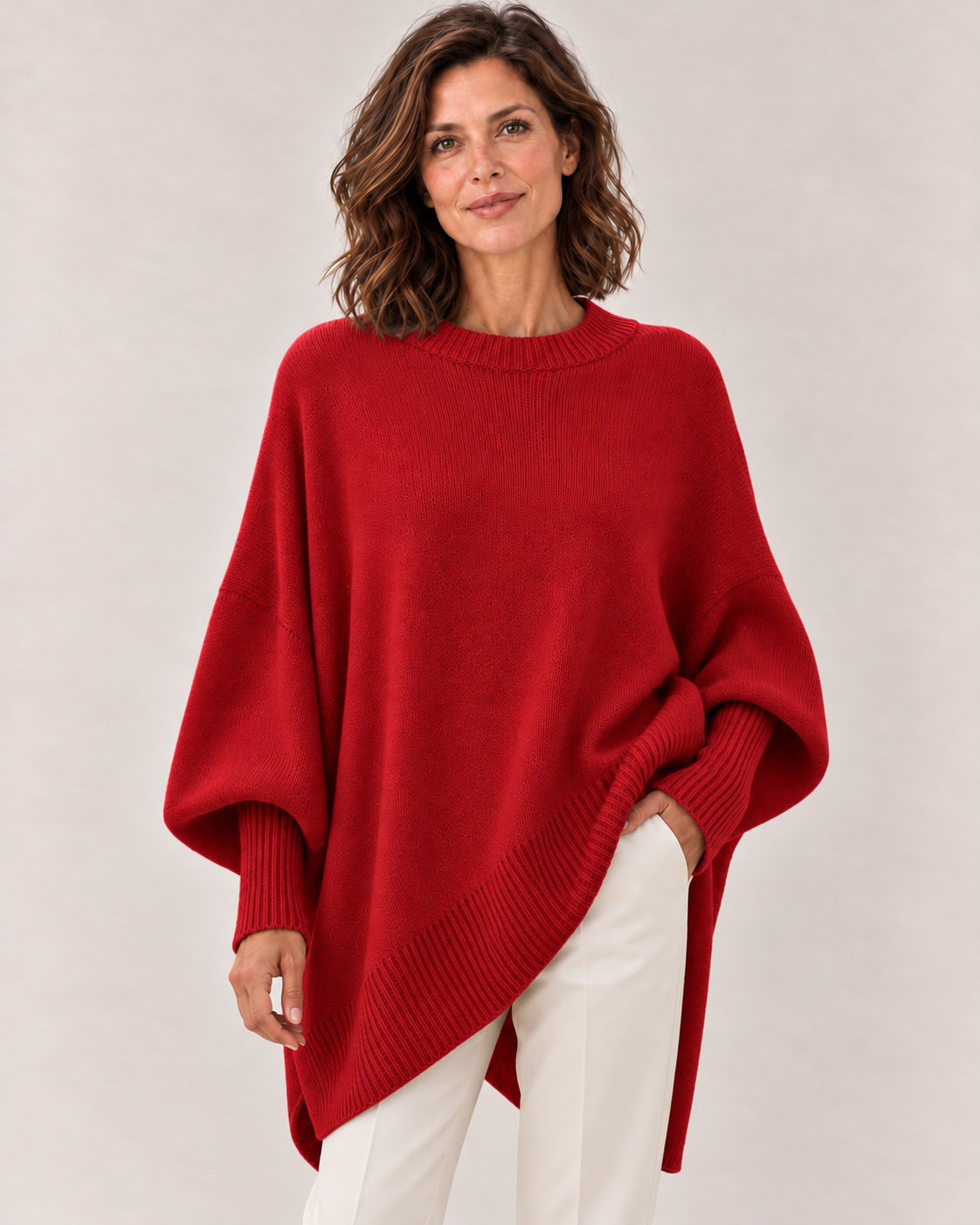 Women's Oversized Knit Sweater in Red