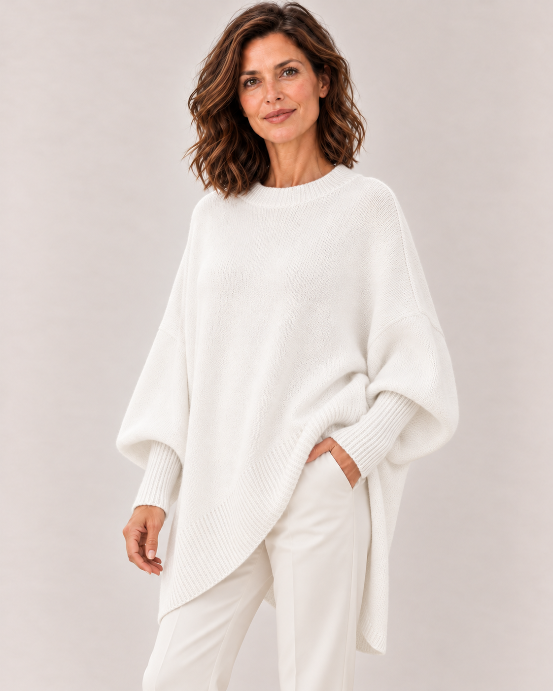 Women's Oversized Knit Sweater in White