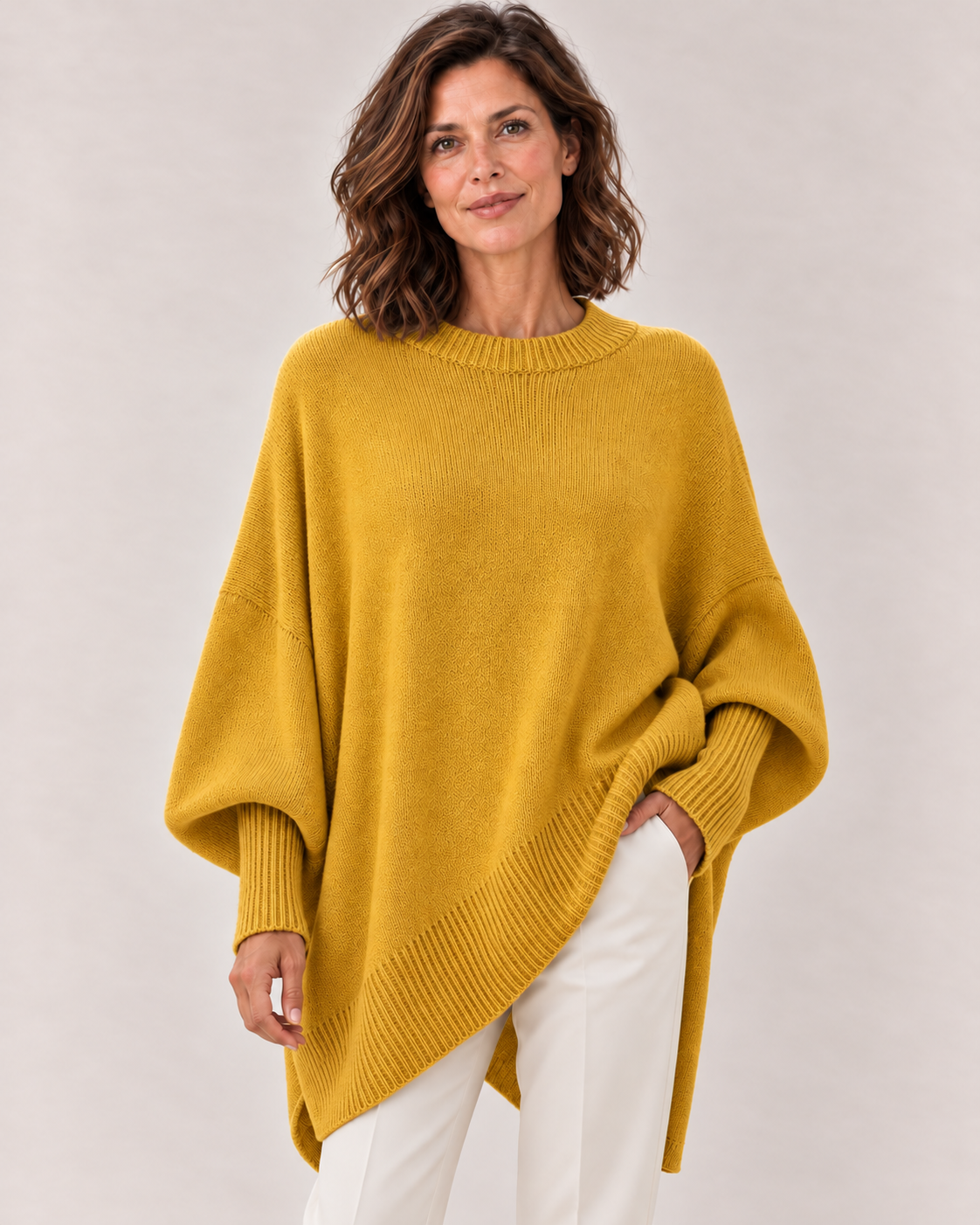 Women's Oversized Knit Sweater in Yellow