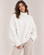 Women's Oversized Turtleneck Sweater in White
