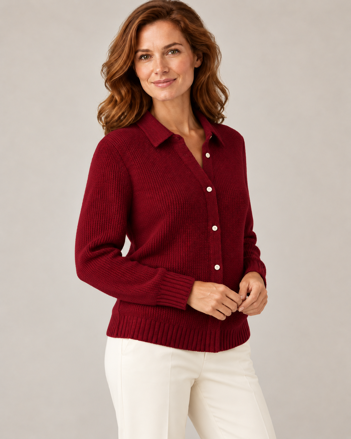 Women's Soft Knit Cardigan in Burgundy