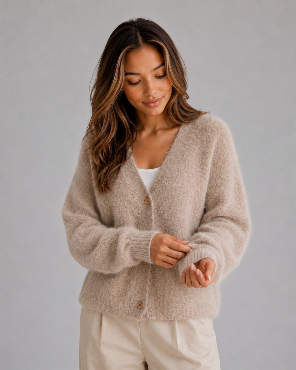 Women's V-Neck Button Cardigan – Soft Knit Sweater