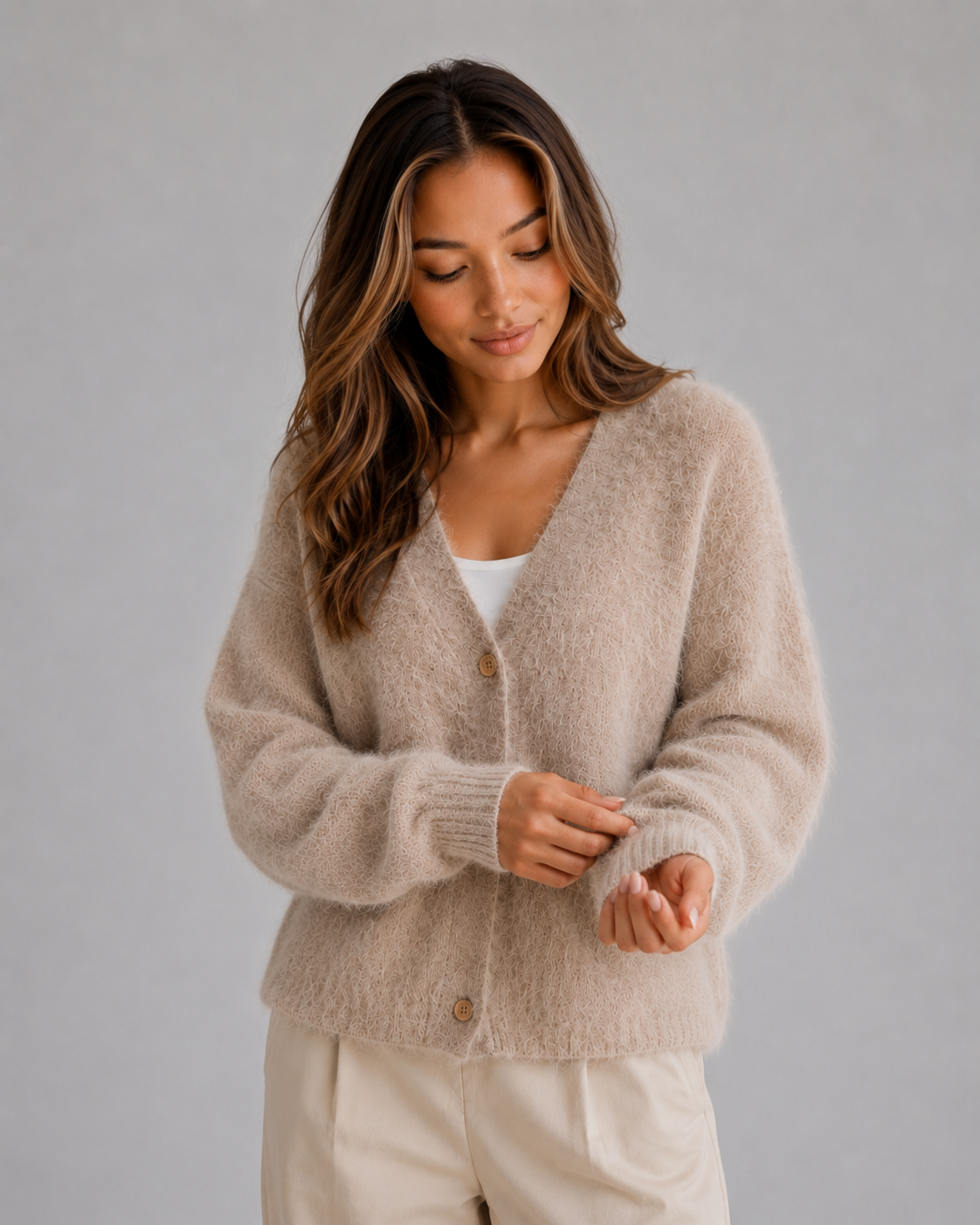 Women's V-Neck Button Cardigan – Soft Knit Sweater