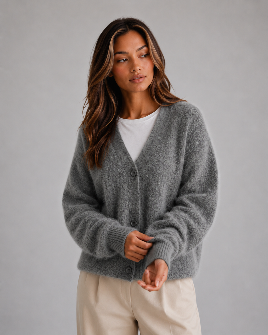 Women's V-Neck Button Cardigan – Soft Knit Sweater
