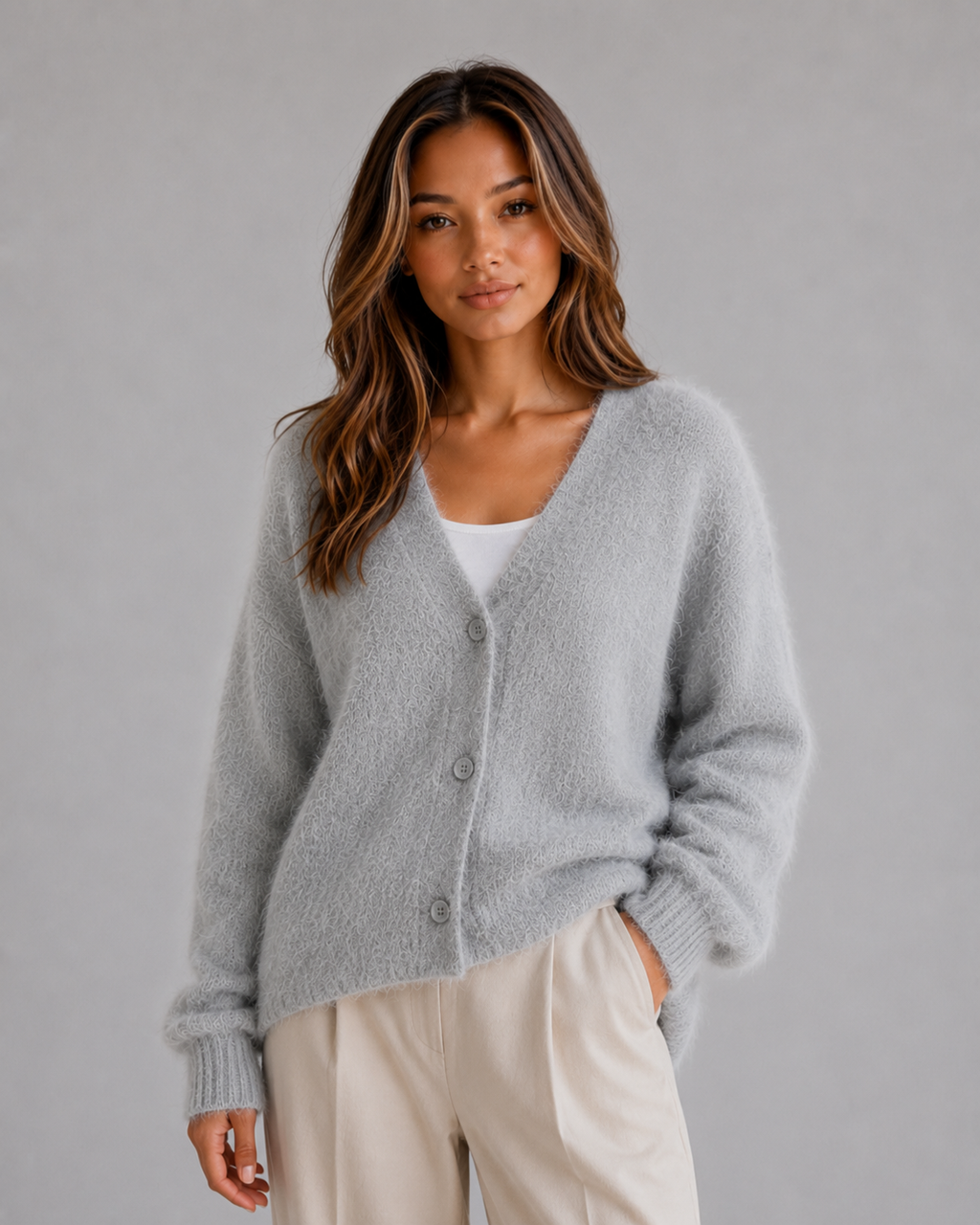 Women's V-Neck Button Cardigan – Soft Knit Sweater