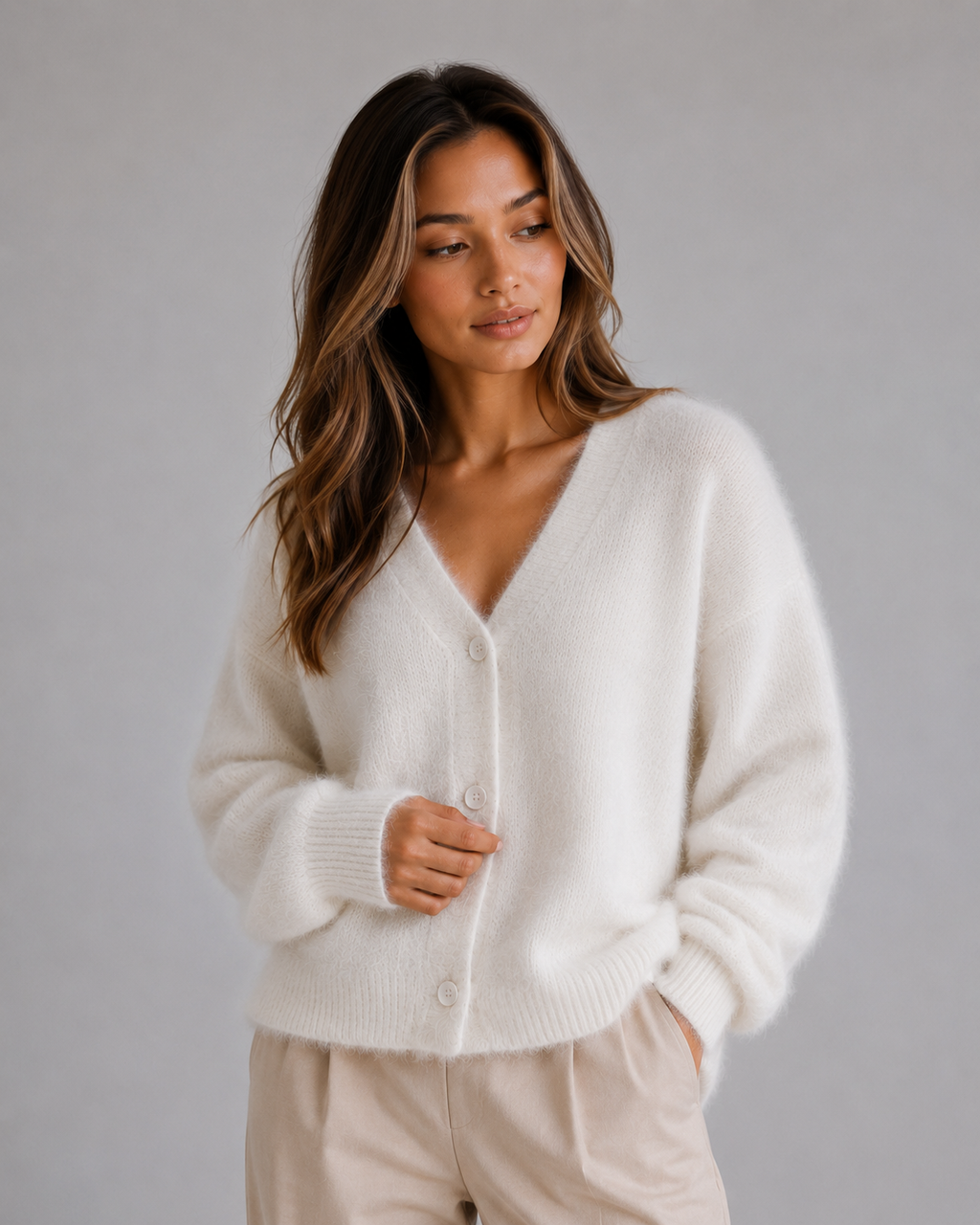 Women's V-Neck Button Cardigan – Soft Knit Sweater